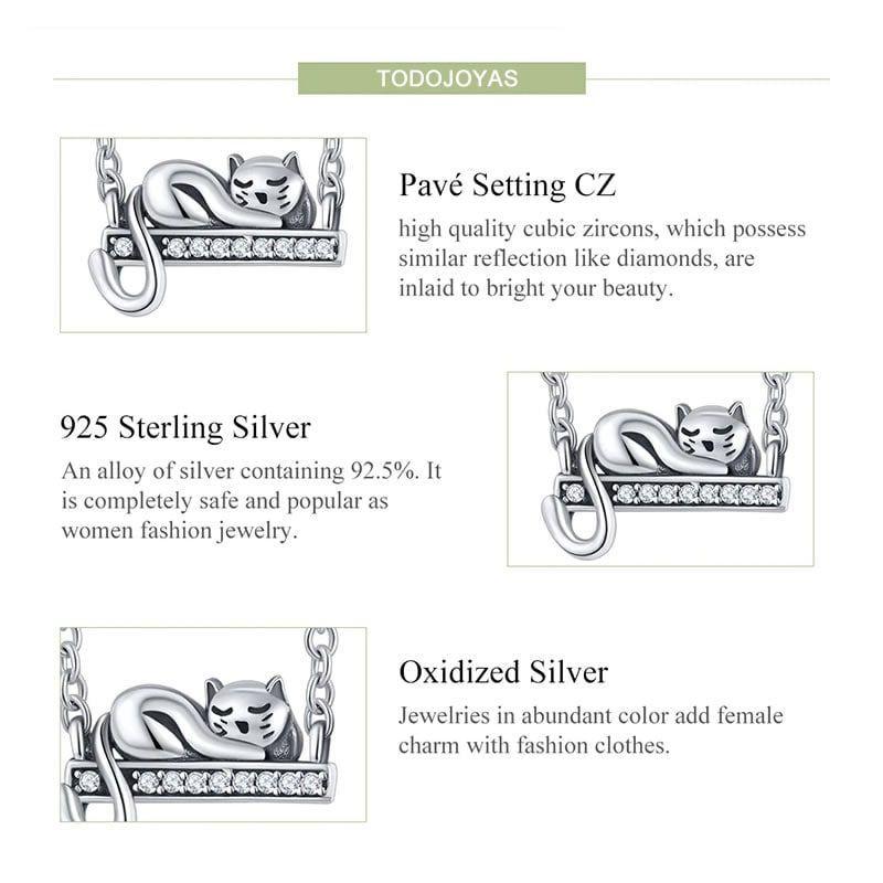 Charm Dije Plata 925 Gato Acostado-3