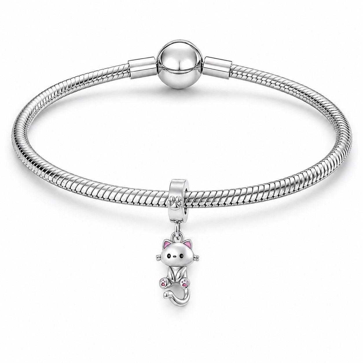 Charm Dije Plata 925 Lindo Gatito-1