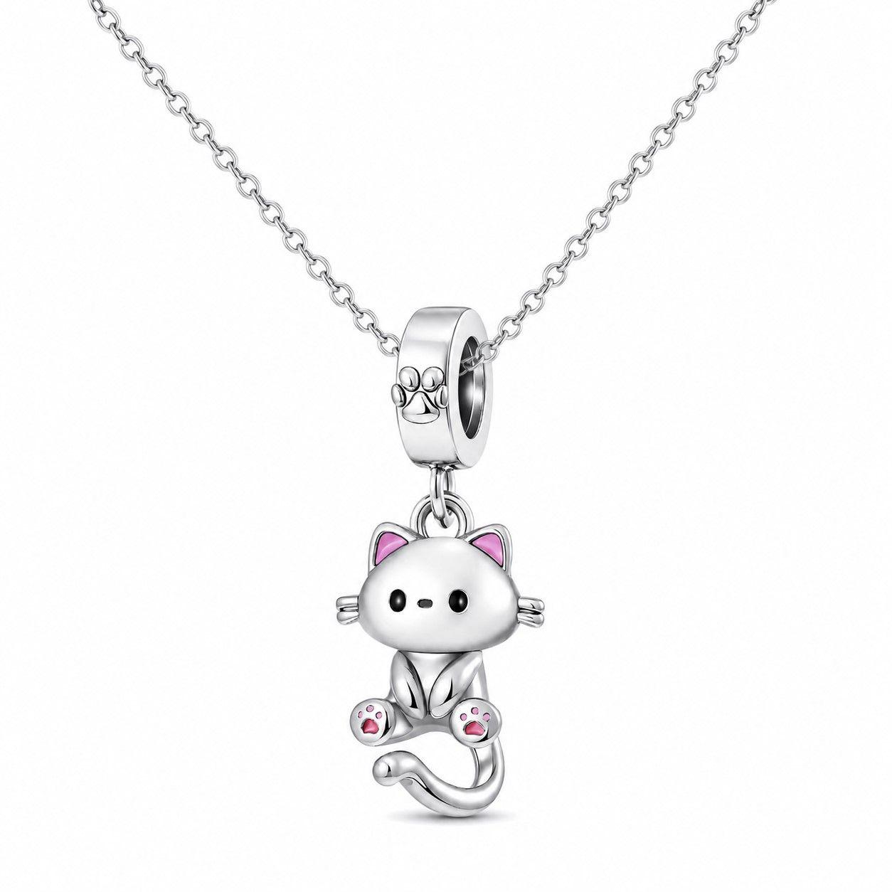 Charm Dije Plata 925 Lindo Gatito-2