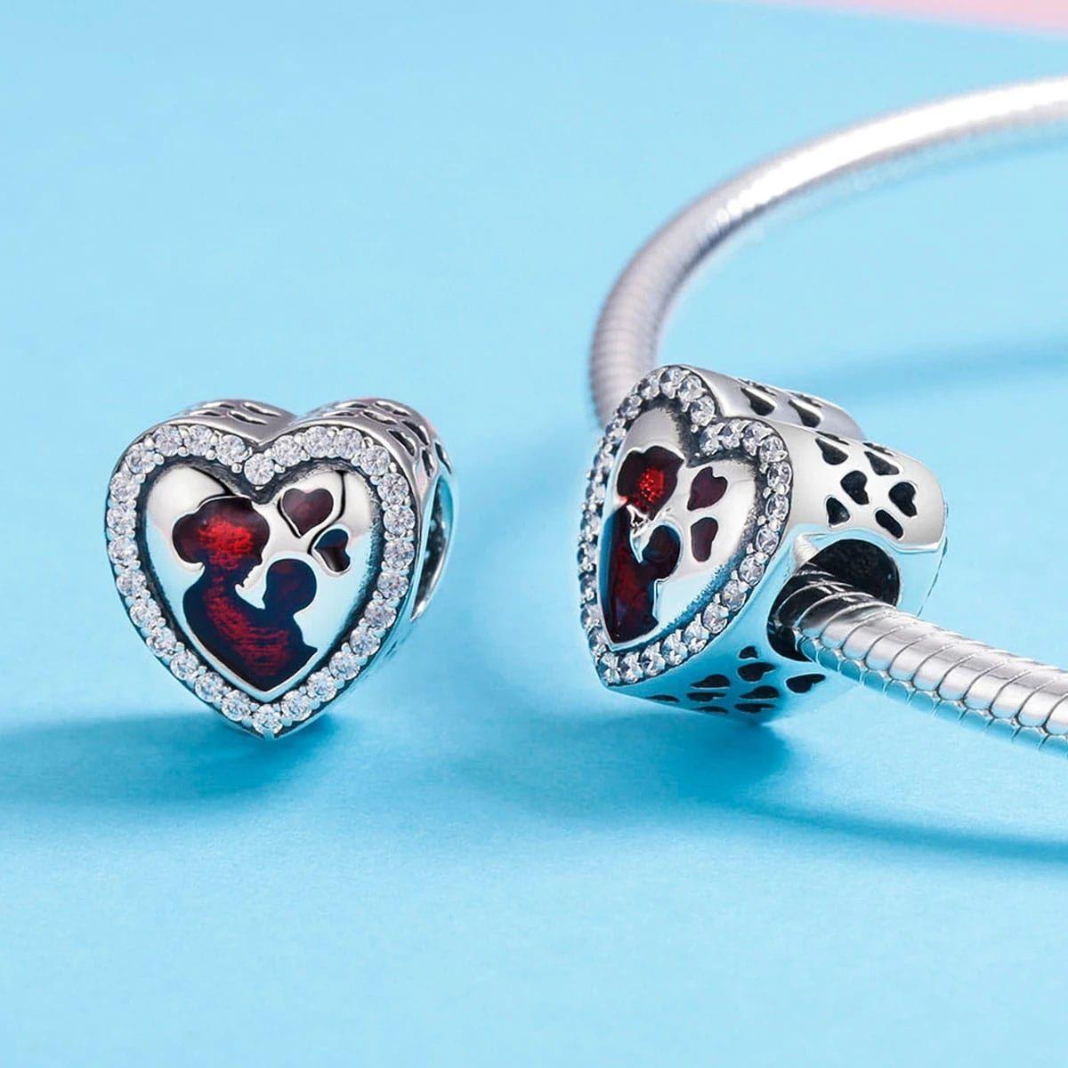 Charm Dije Plata 925 Corazon Mama Hijo -4