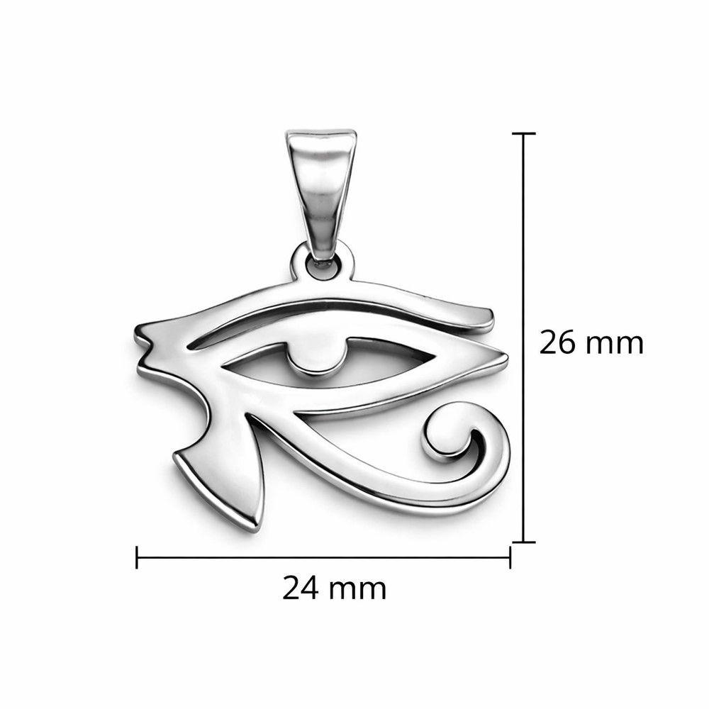 Collar Ojo de Horus Acero Cadena 50cm Plateado-2