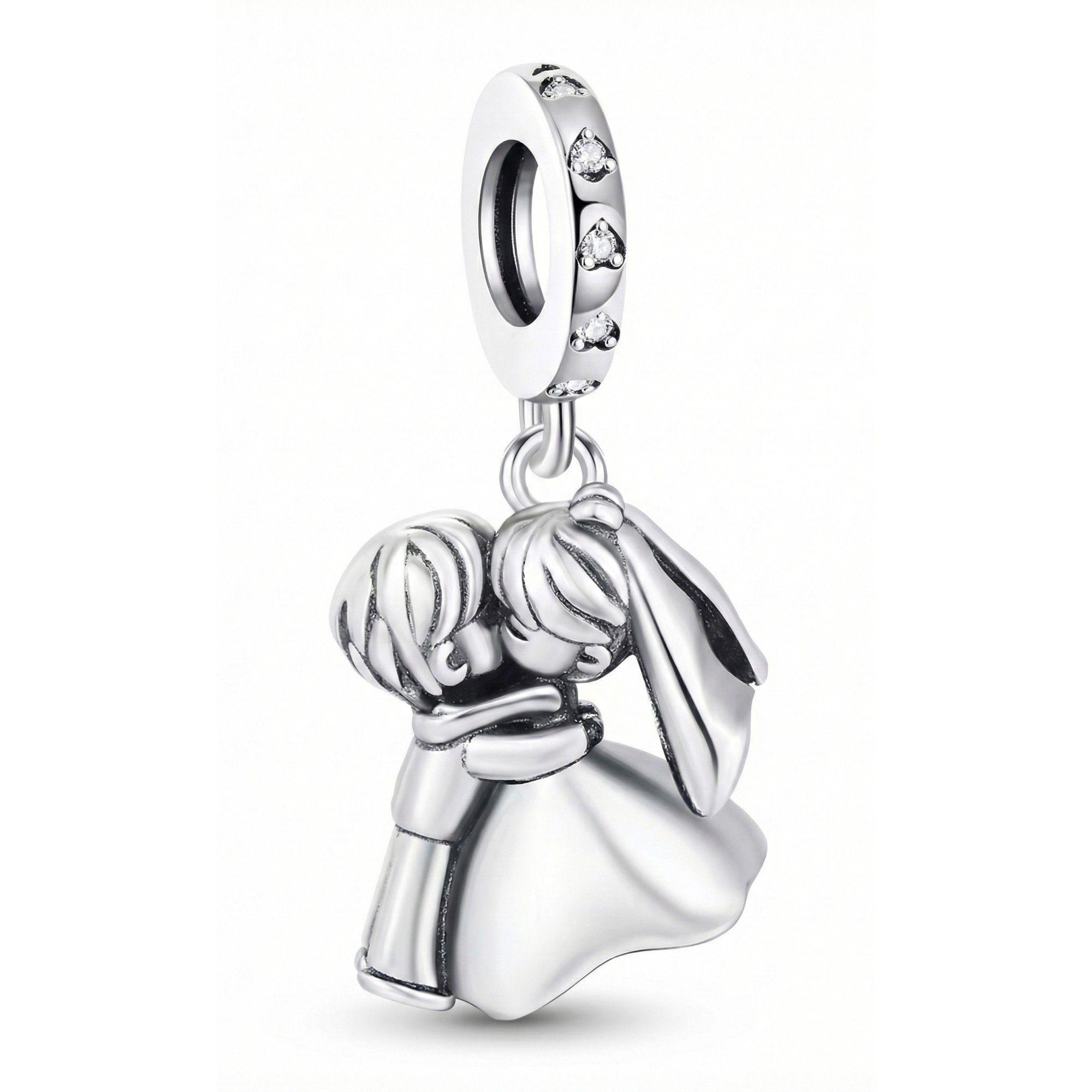 Charm Dije Colgante Plata 925 Pareja Novios Casados-0