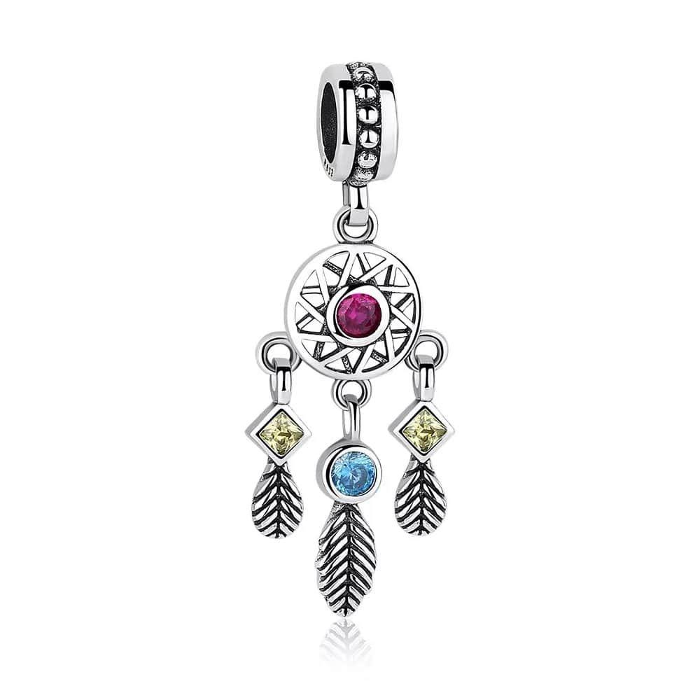 Charm Dije Plata 925 Atrapa Sueños Colores-0