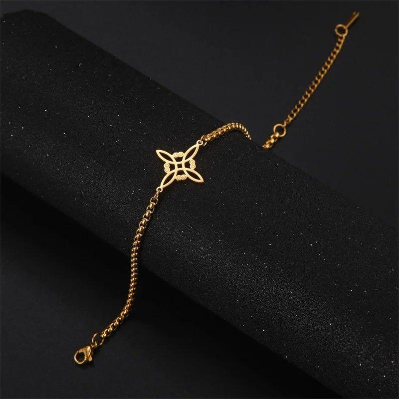 Pulsera Nudo de Bruja Celta Dorada Acero-5