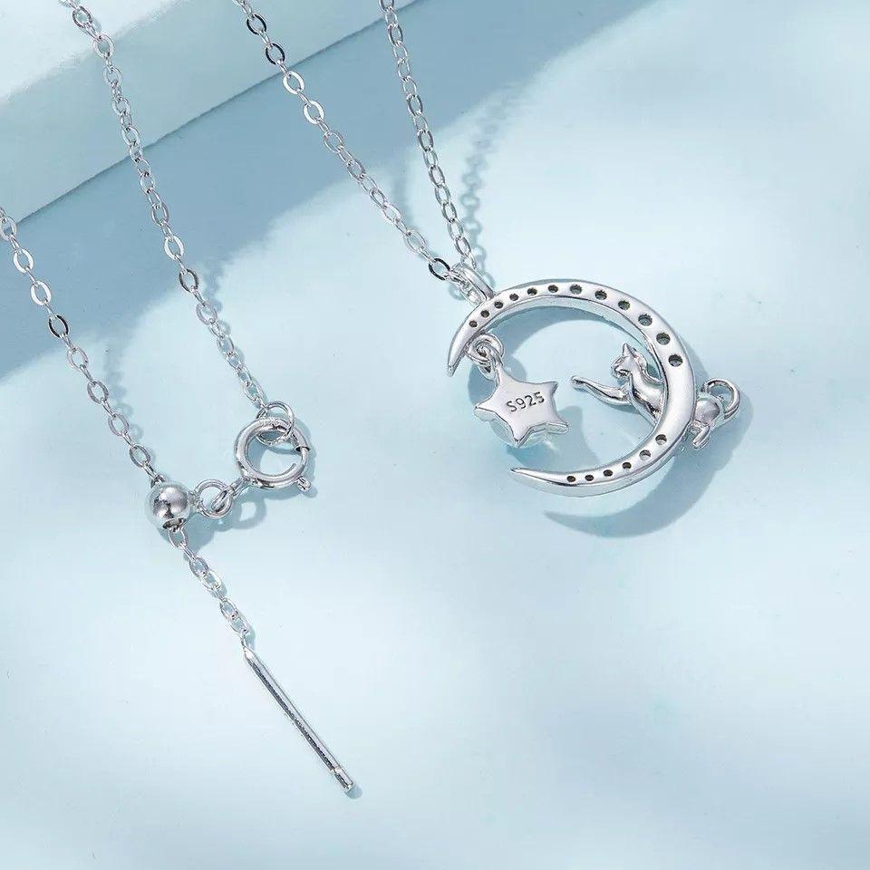 Collar Plata 925 Gato en Luna y Estrella-6
