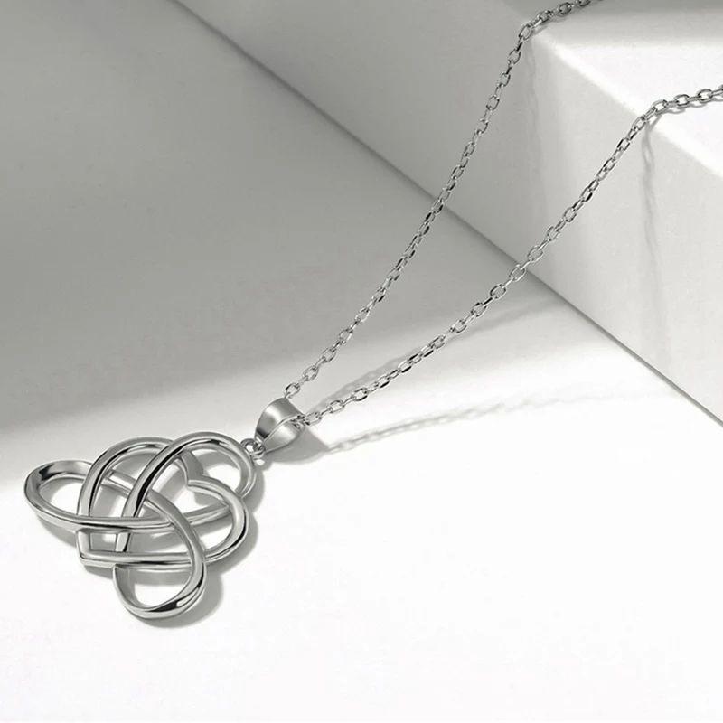 Collar Corazon Nudo Celta Plateado-2