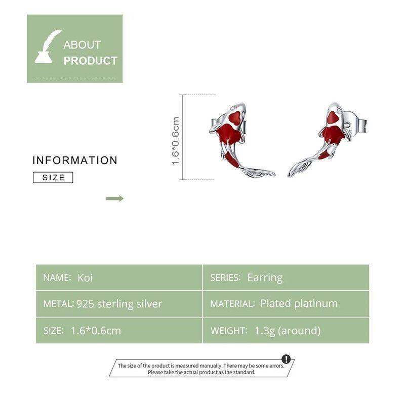 Aros Plata 925 Pez de la Suerte Koi Rojo-4