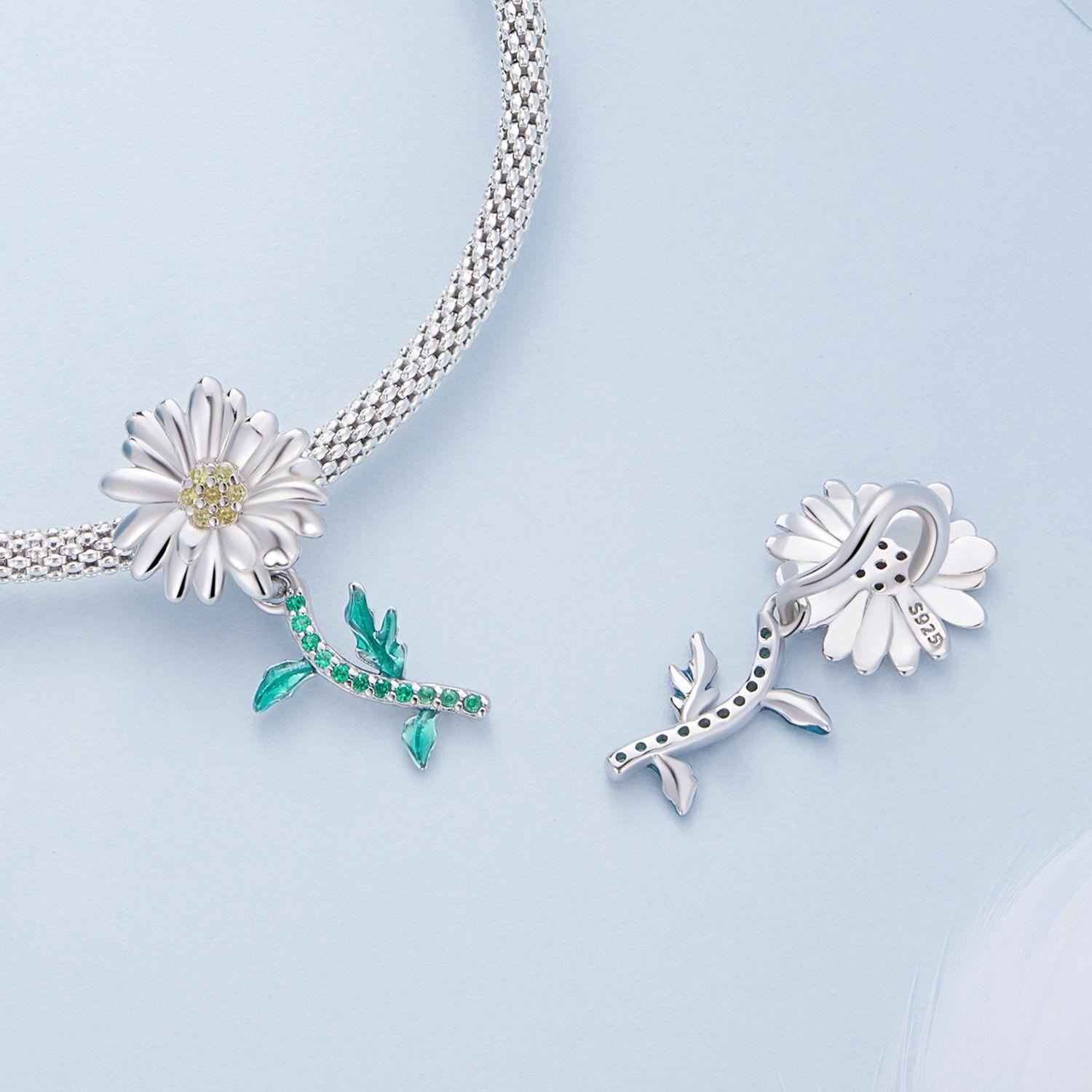 Charm Dije Plata 925 Margarita Daisy Flower-2