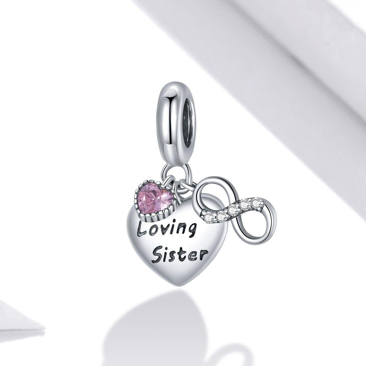Charm Dije Plata 925 Corazon Loving Sister Infinito-3