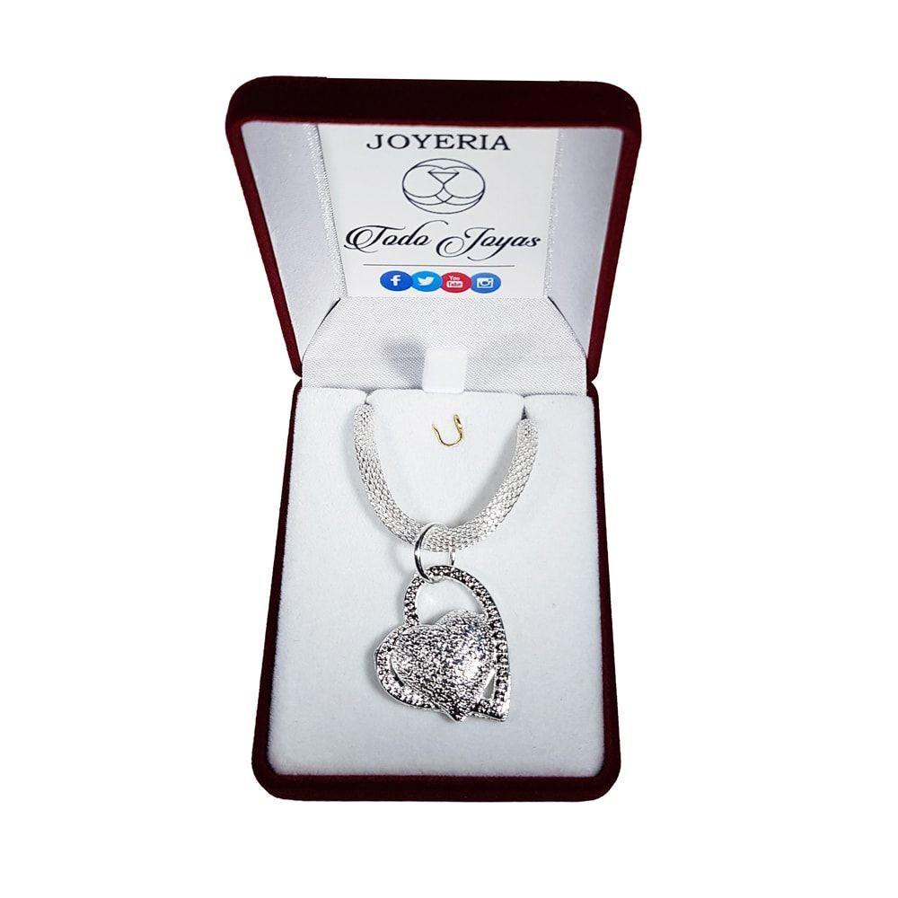 Collar Colgante Corazon Baño Plata 925-1