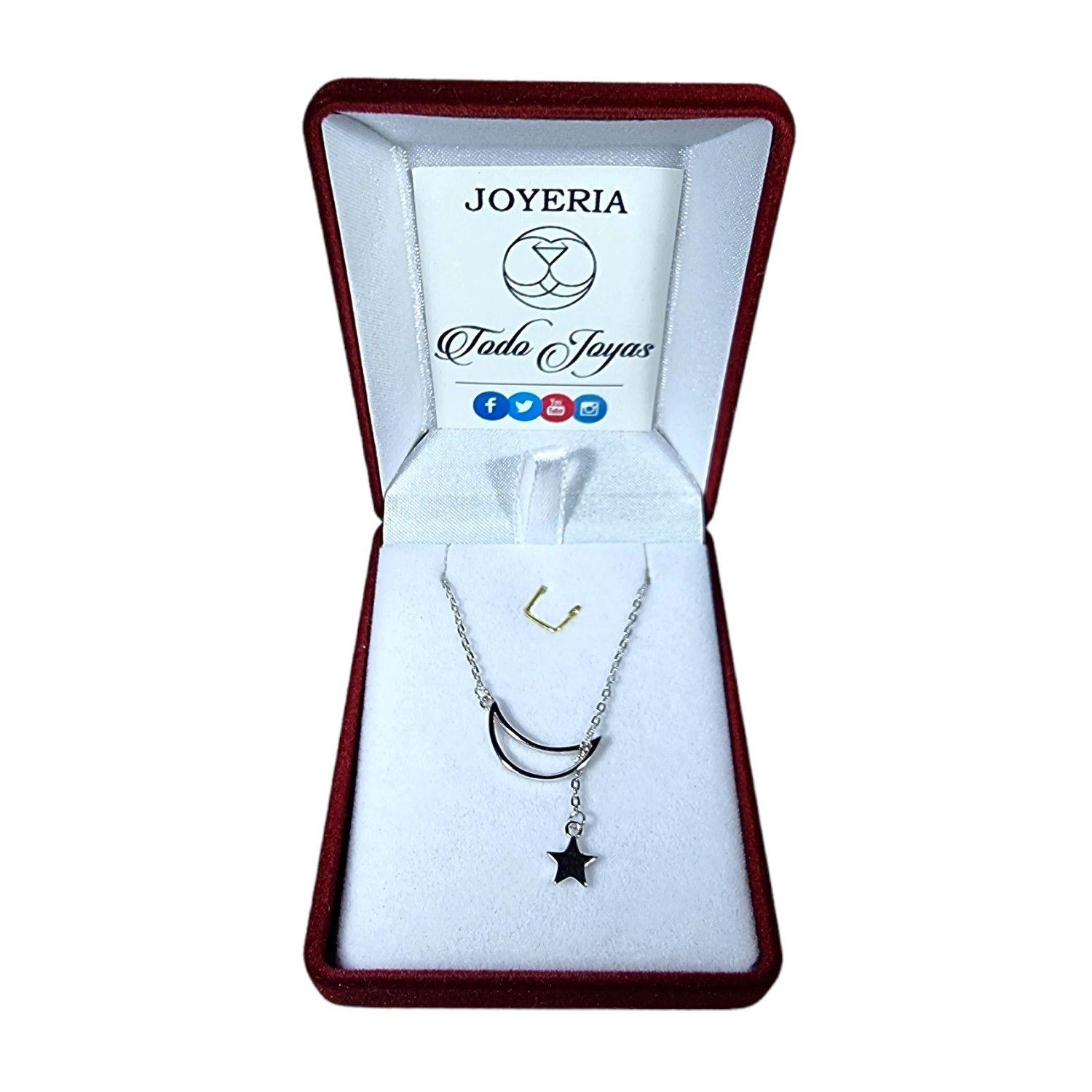 Collar Plata 925 Luna y Estrella-1