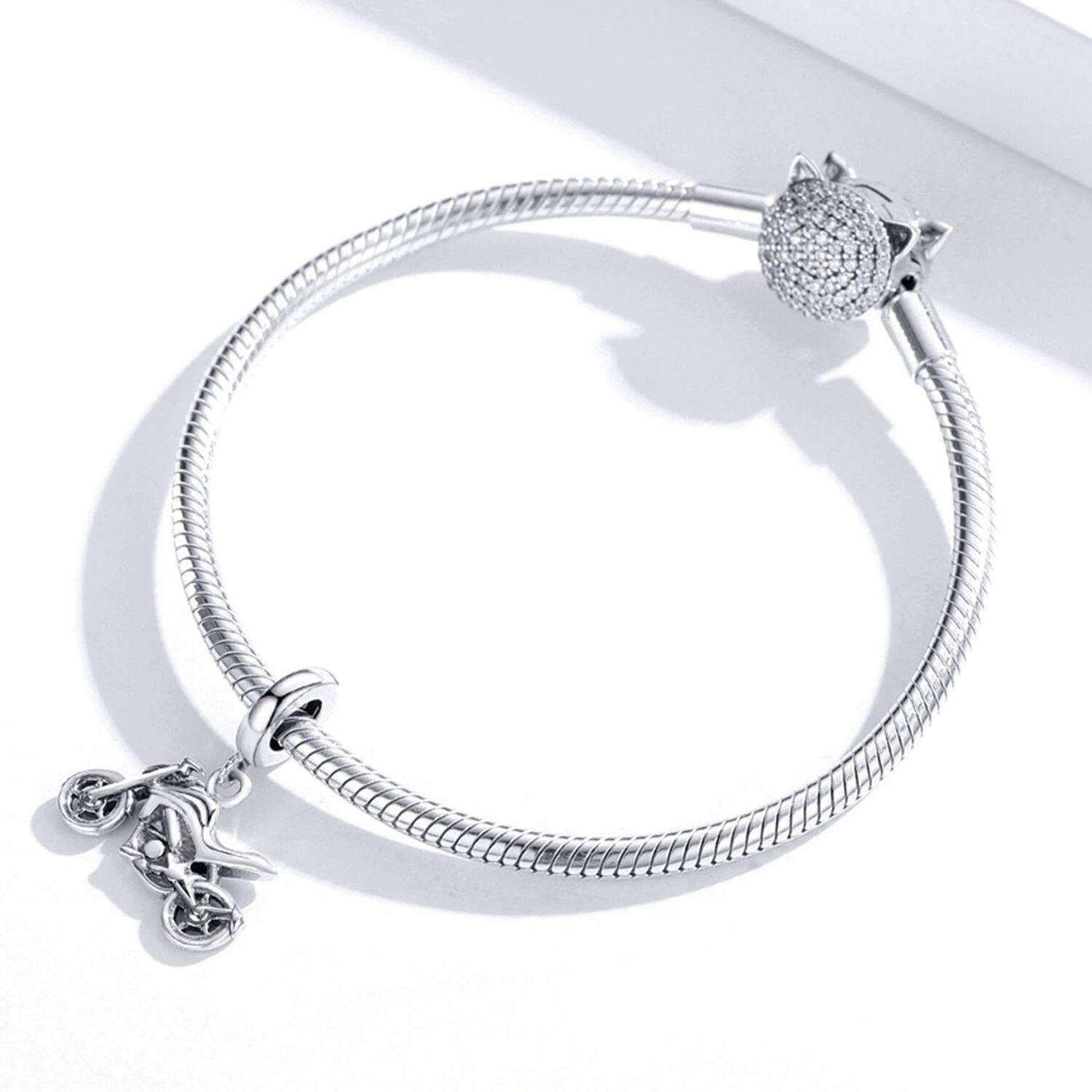 Charm Dije Plata 925 Colgante Moto Naked-2