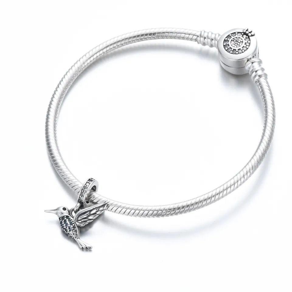 Charm Dije Plata 925 Clibri Pajaro Ave Plateada-3
