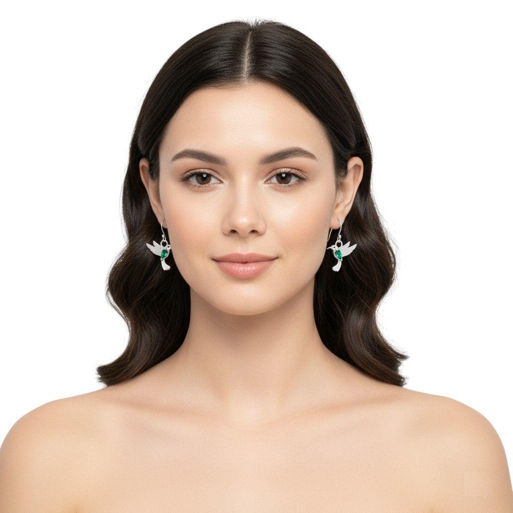 Aros Colgate Colibrí Ave Cristal Verde-4