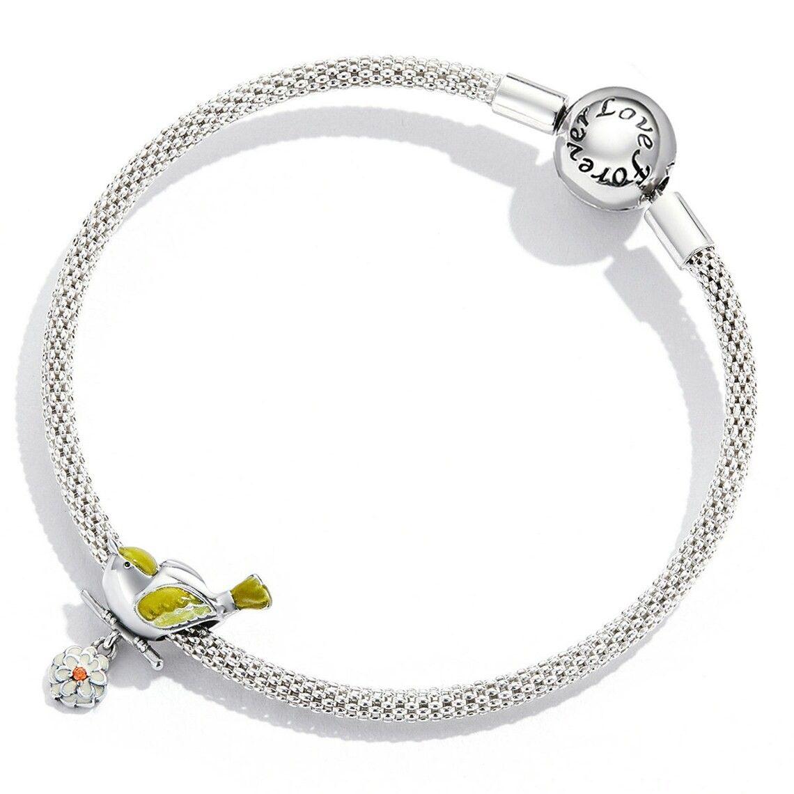 Charm Dije Plata 925 Pajaro Ave Amarillo en Flor-2
