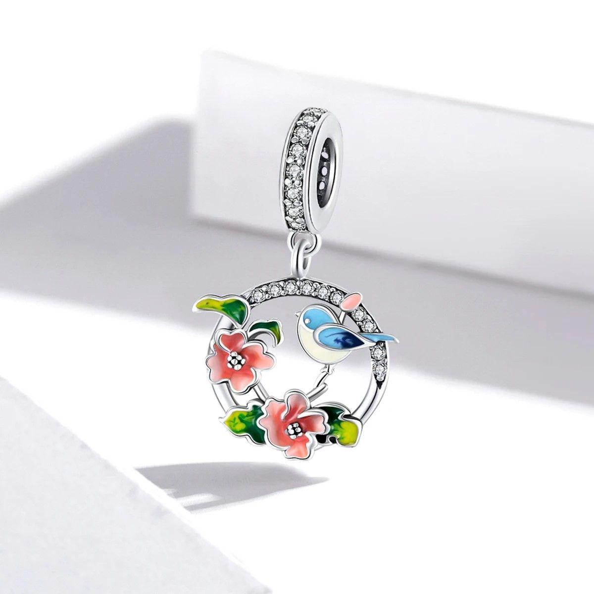 Charm Dije Plata Pajarito Ave de la Suerte-2