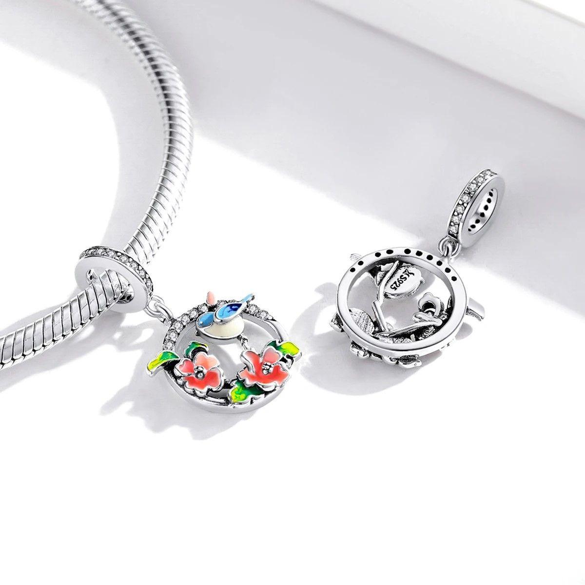 Charm Dije Plata Pajarito Ave de la Suerte-3