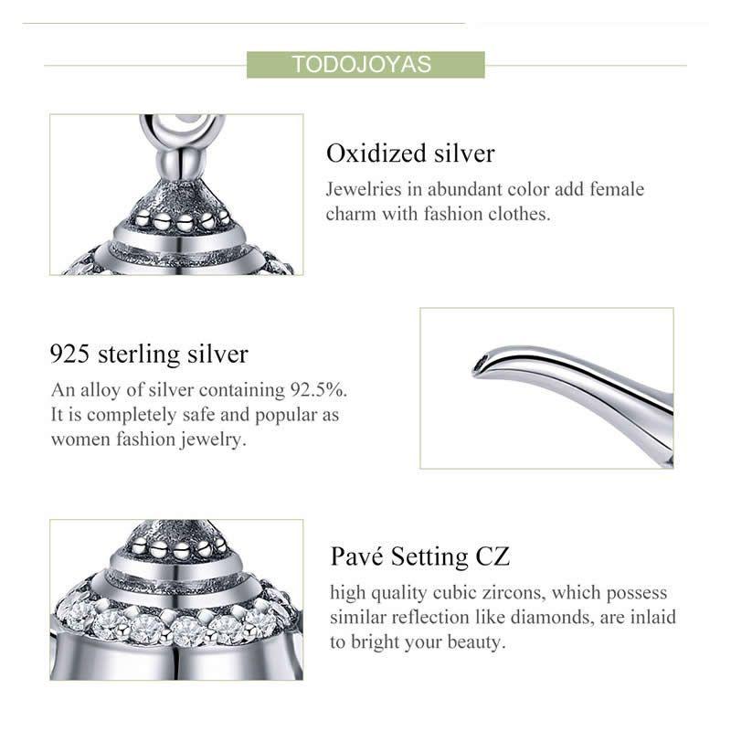Charm Dije Plata 925 Lampara Magica Plateada-3