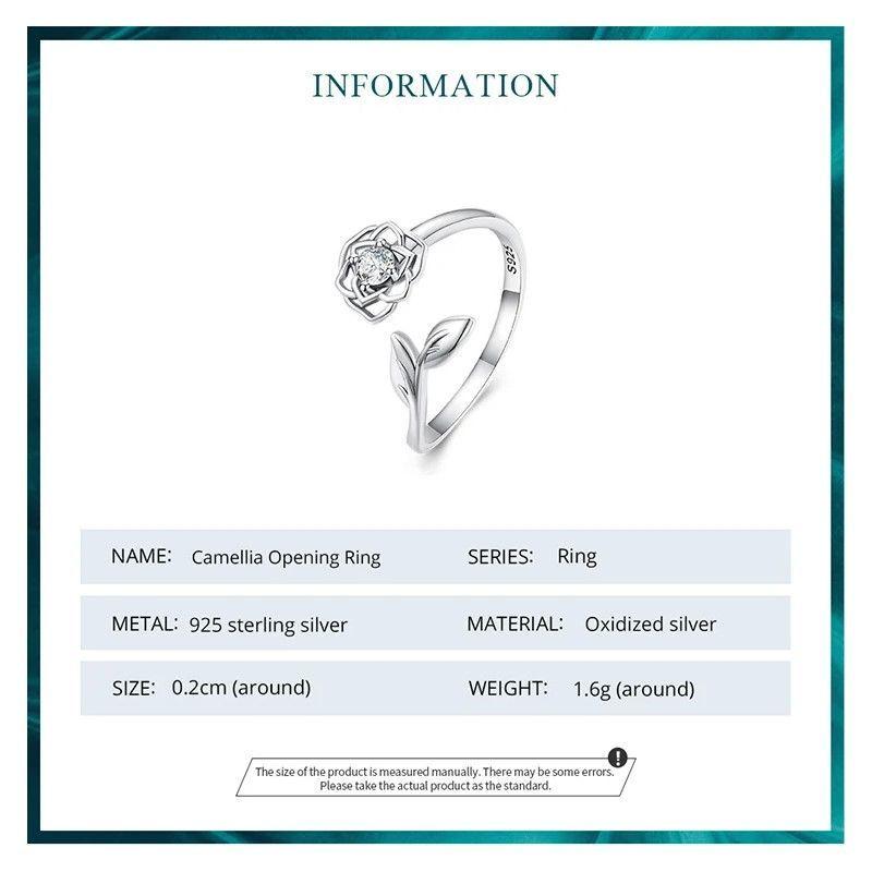 Anillo Plata 925 Flor Camelia Circon-5