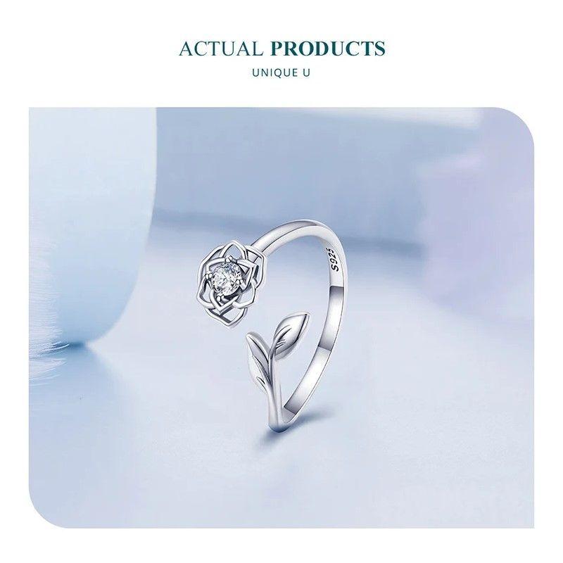 Anillo Plata 925 Flor Camelia Circon-6