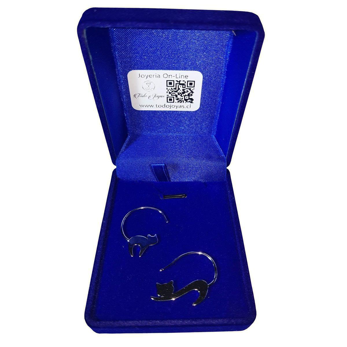 Aros Pendientes Plata Fina 925 Gato Jugueton -5