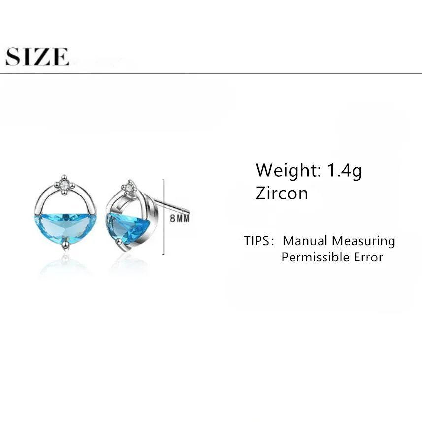 Aros Circular Circon Azul Plateado-4