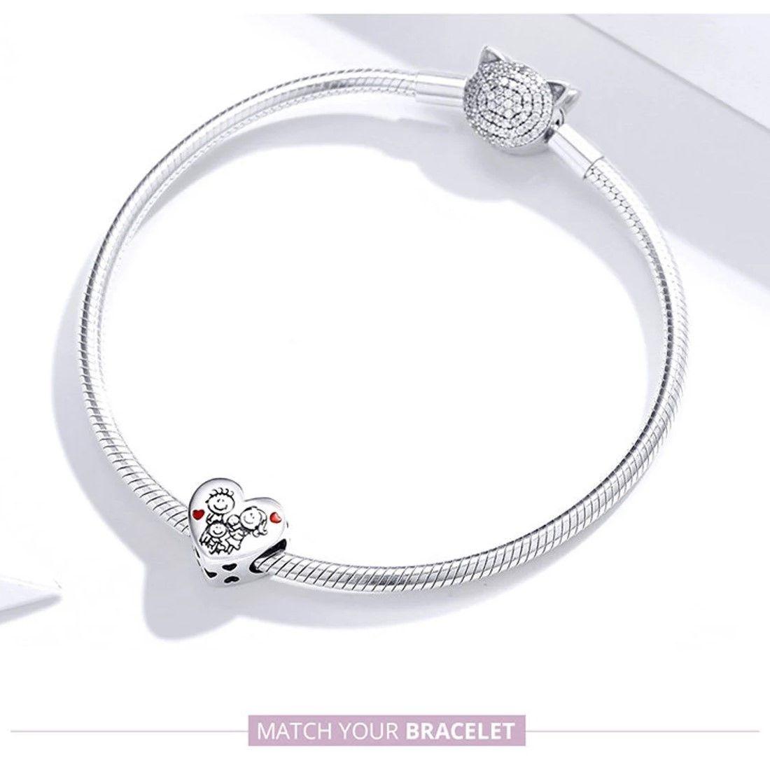 Charm Dije Plata 925 Corazon Familia Love-1