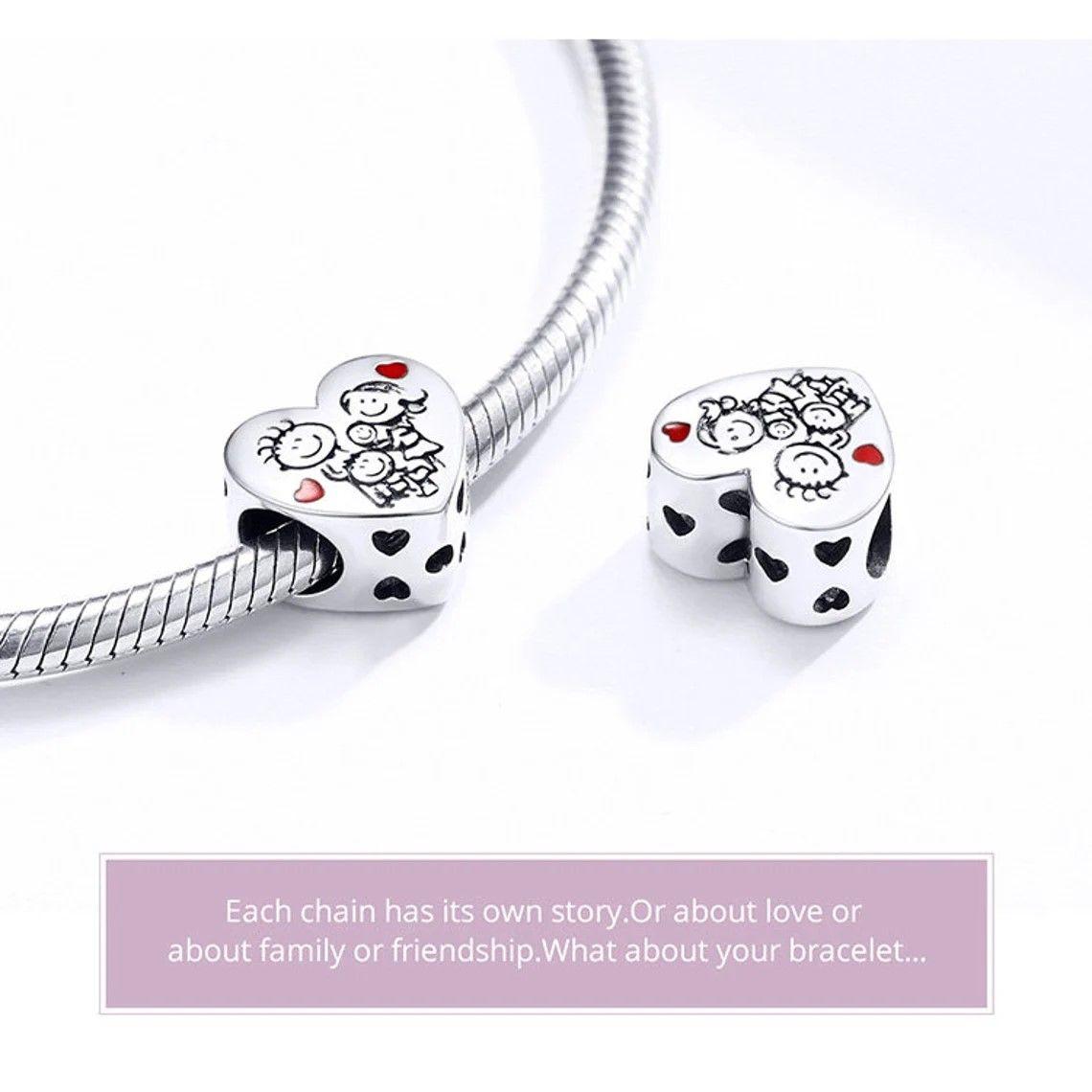 Charm Dije Plata 925 Corazon Familia Love-2