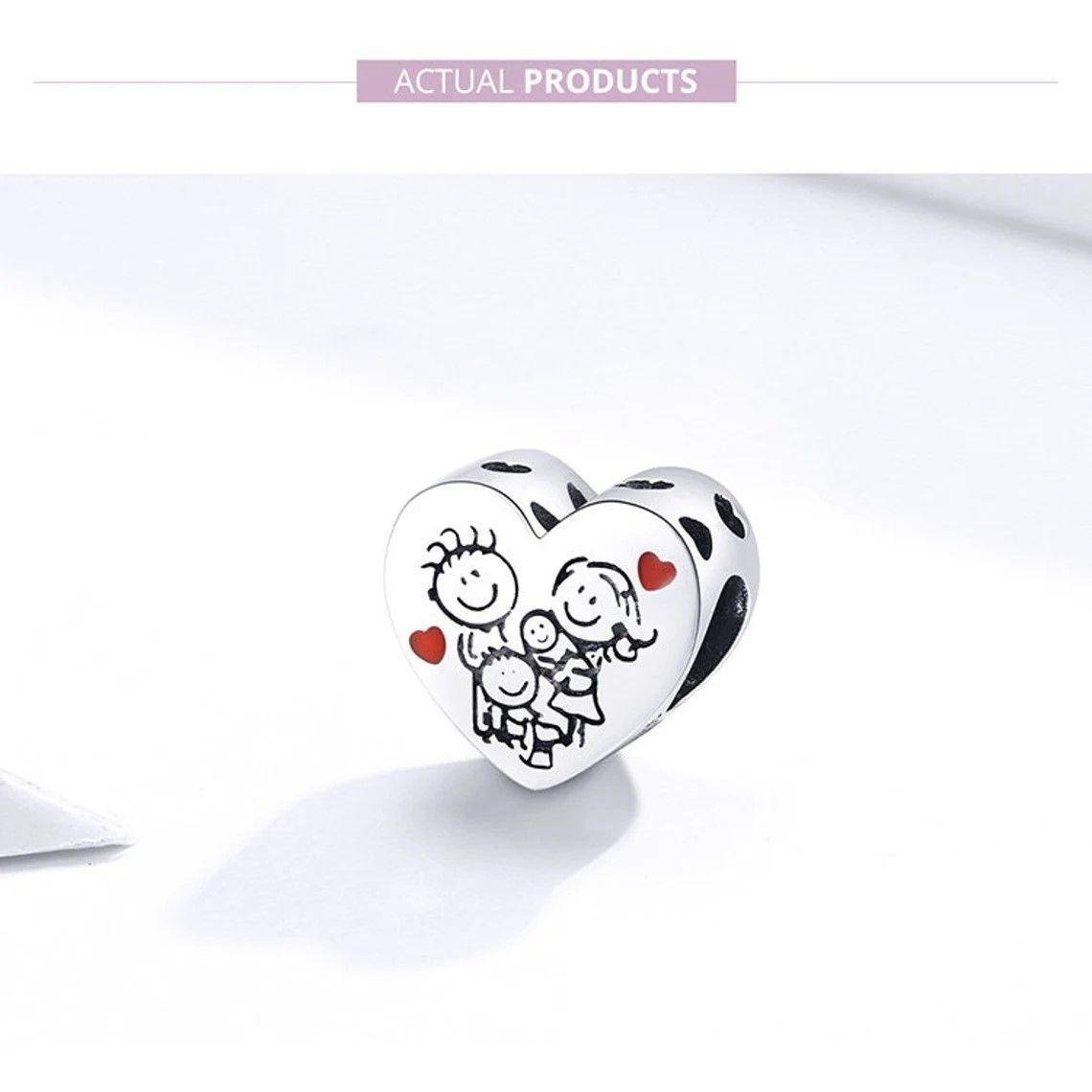 Charm Dije Plata 925 Corazon Familia Love-3