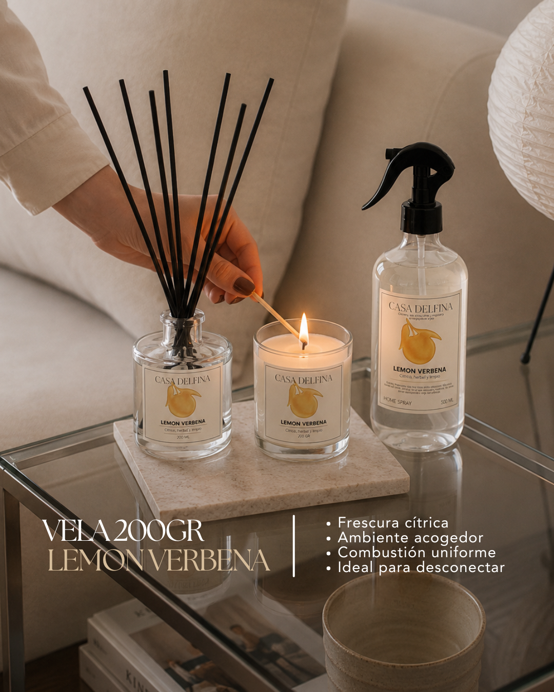 Vela Aromática en Frasco de Vidrio Casa Delfina 200 g Lemon Verbena-1