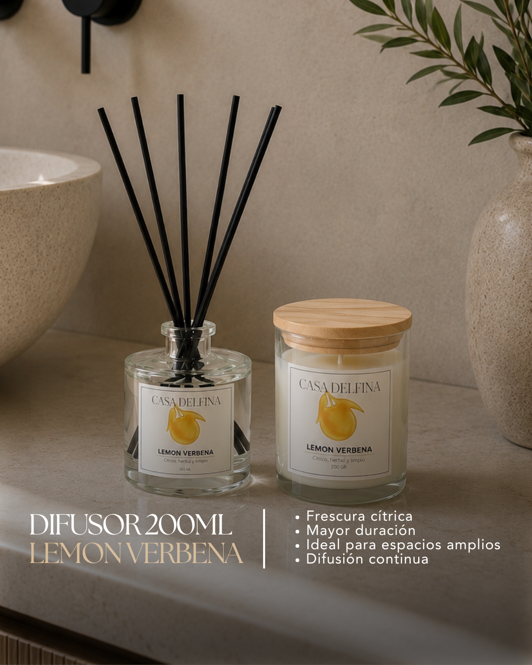 Difusor Aromático de Varillas Casa Delfina 200 ml Lemon Verbena-2