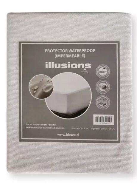 CubreColchon Impermeable 2 Plazas Illusions Blanco Liso-3