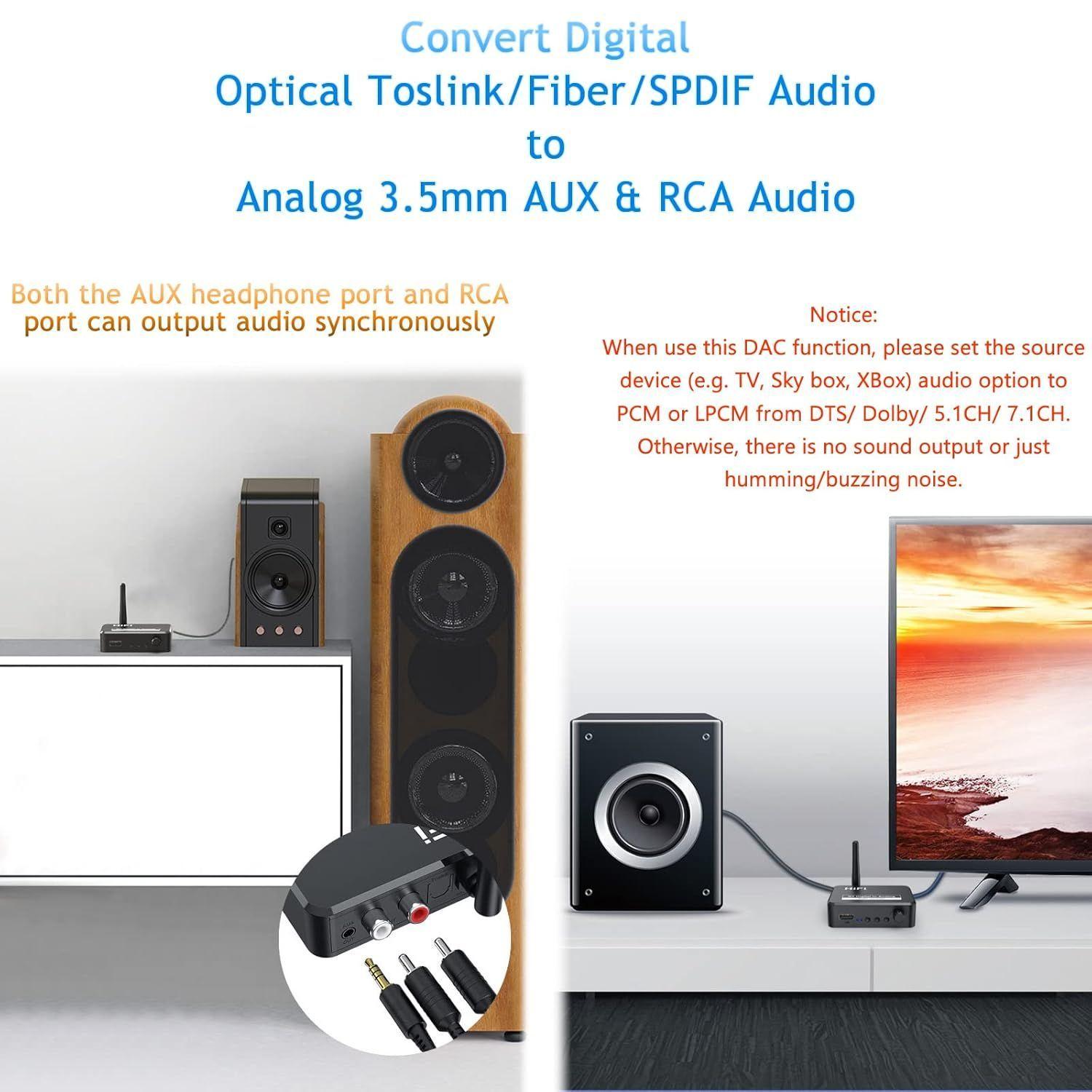 Convertidor Audio Optico Digitala Analogo Receptor Bluetooth-2