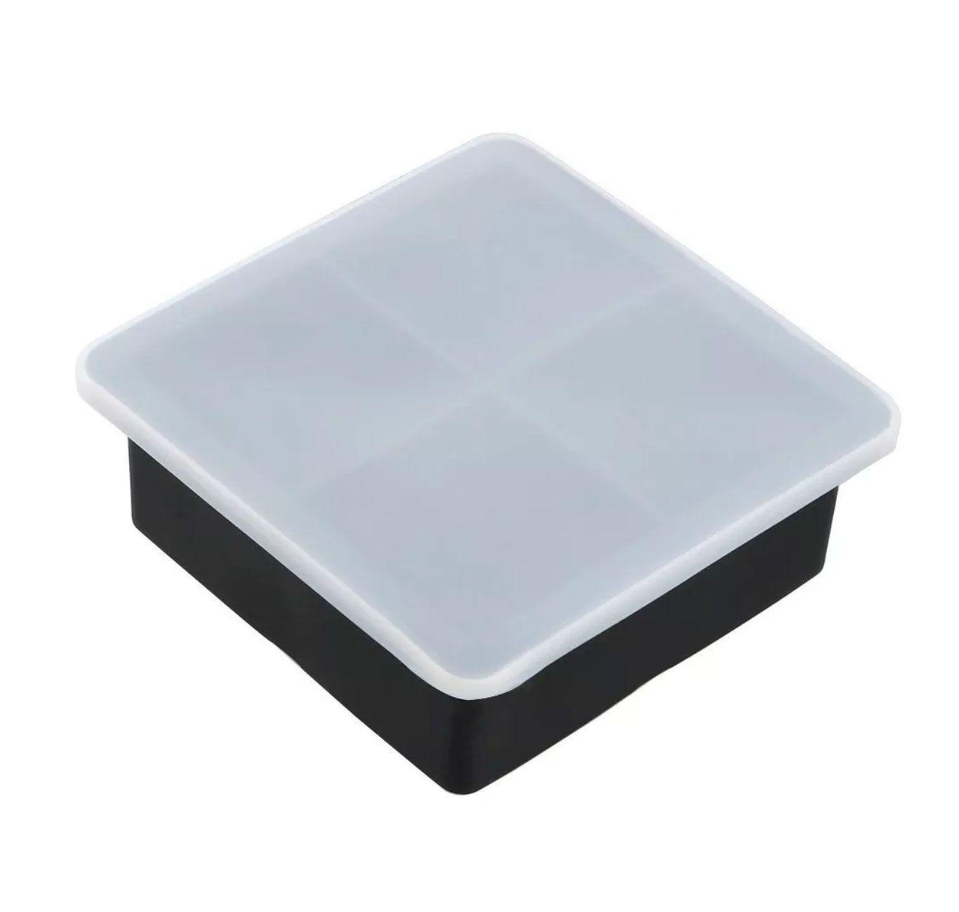Cubetera Hielera Molde Silicona 4 Cubos Grandes Con Tapa-2
