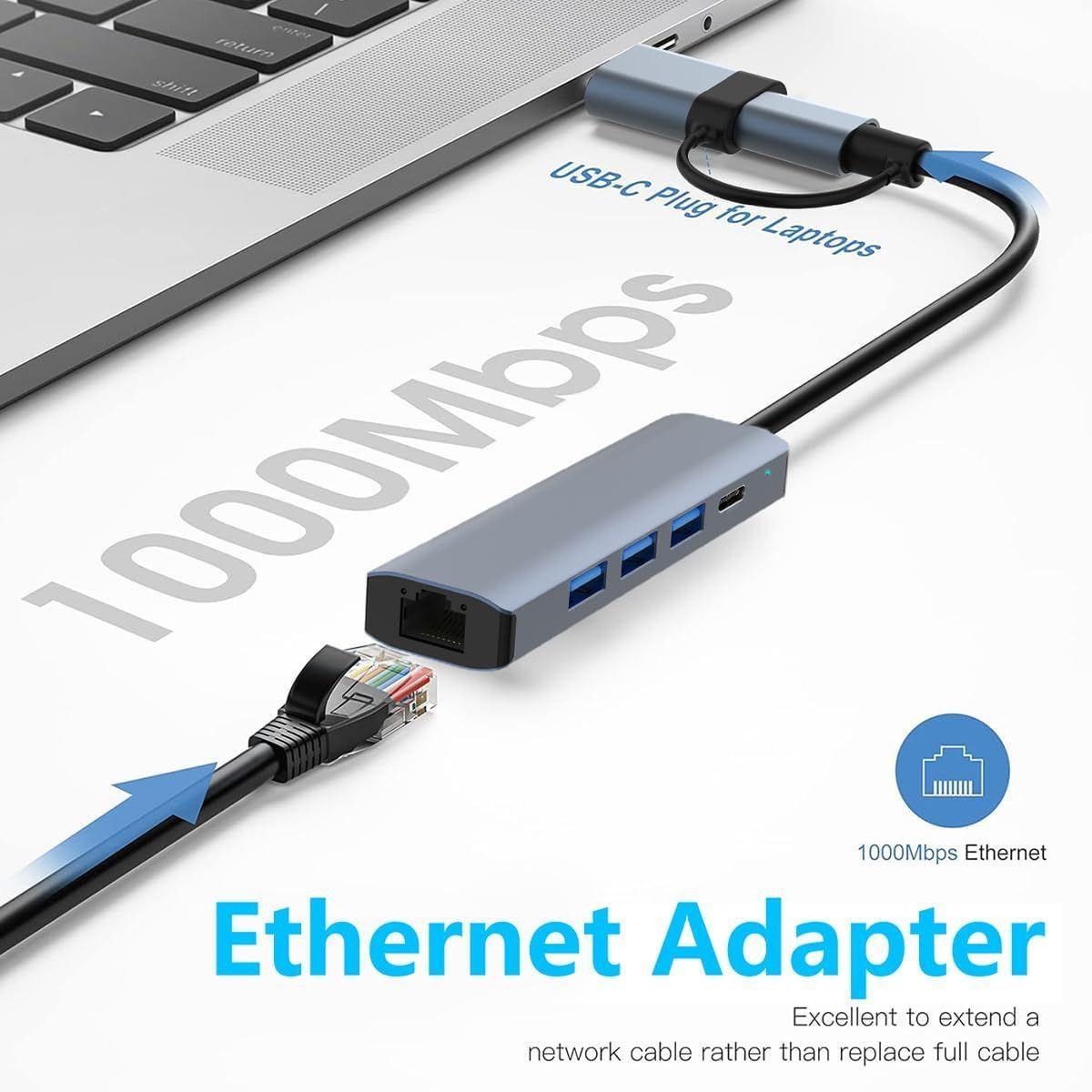 Hub Dock Adaptador USB-C / USB-A 5 En 2 Compatible Con Mac y PC-2