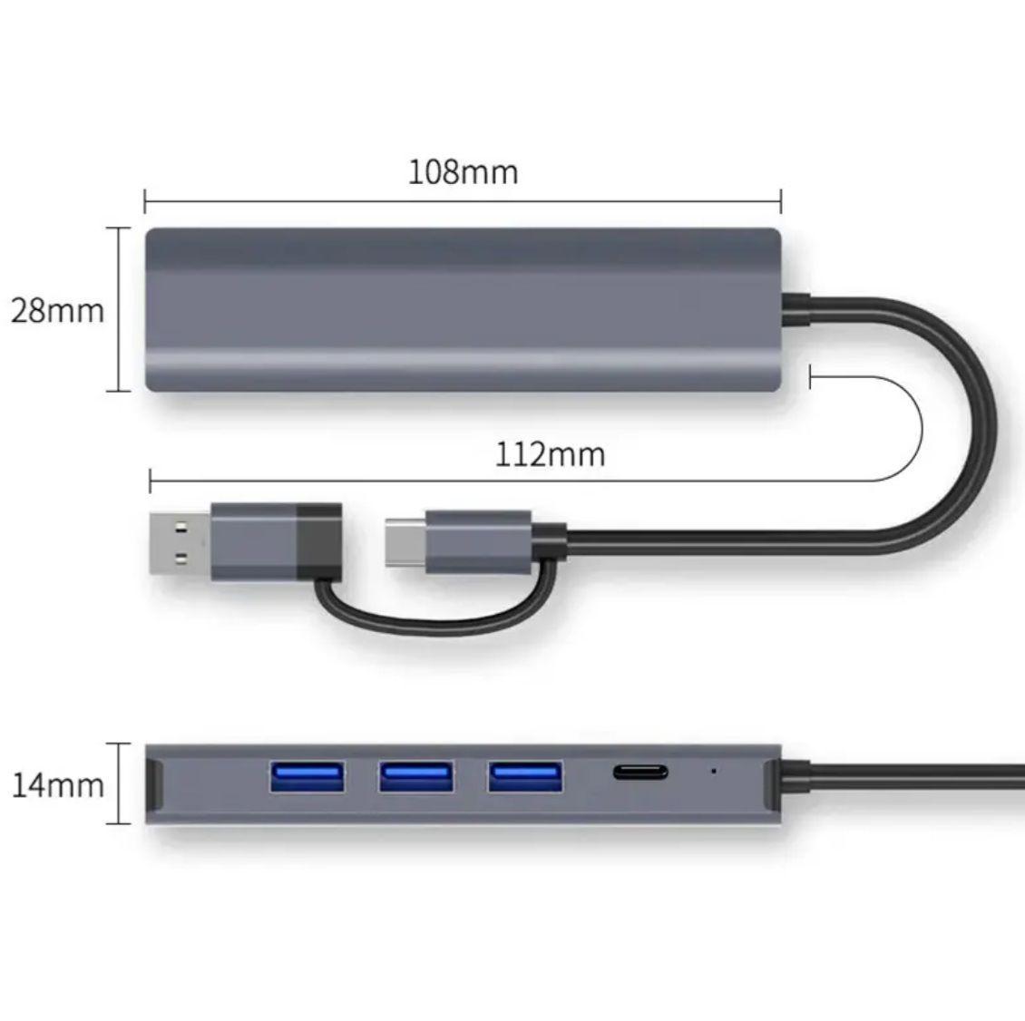 Hub Dock Adaptador USB-C / USB-A 5 En 2 Compatible Con Mac y PC-5