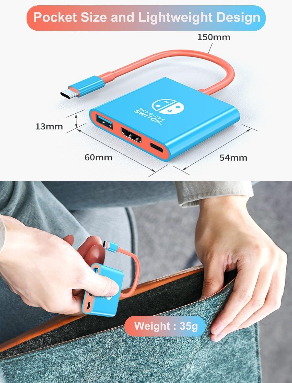 Hub Dock Adaptador USB-C Hdmi 3 en 1 Compatible Con N. Switch-5