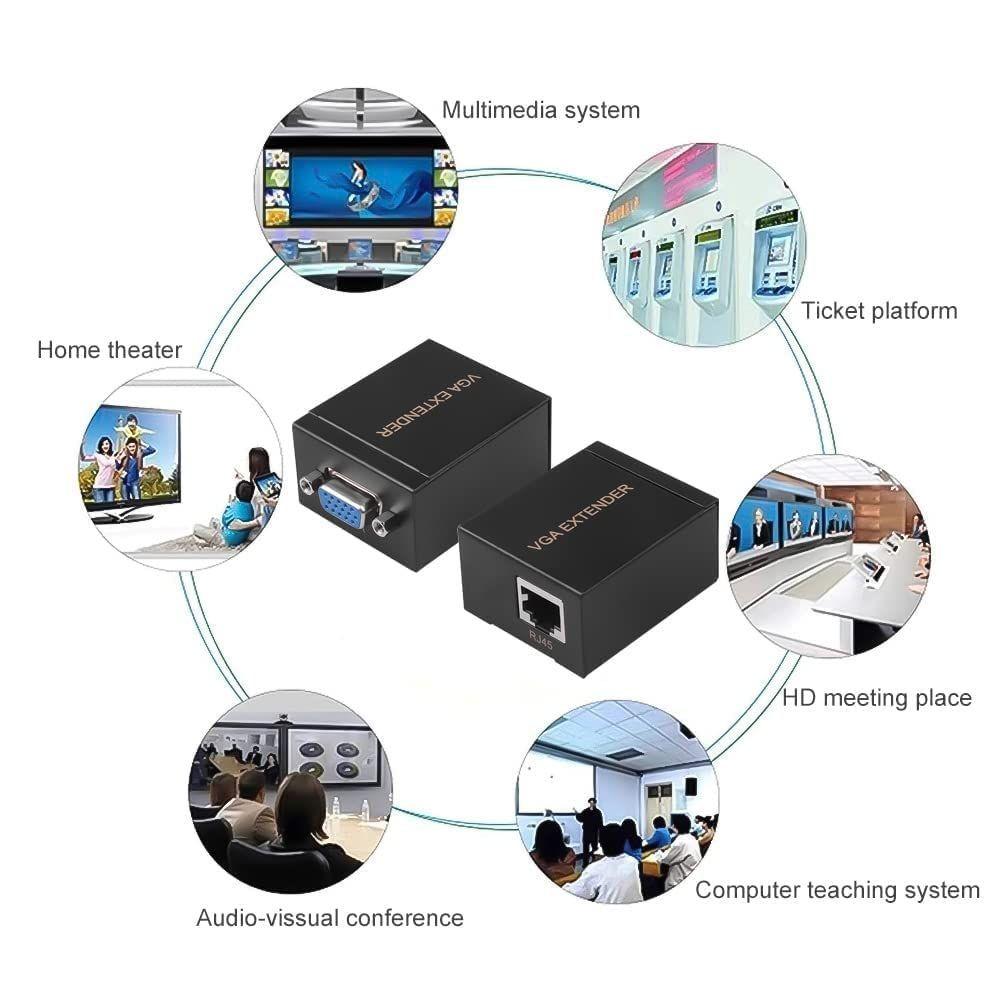 Extensor Extension Video Vga A Rj45 60 M Full Hd 1080p-2