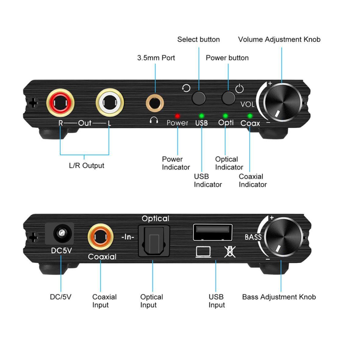Convertidor Audio Digital A Analogico Con Control de Bajo y Volumen-3
