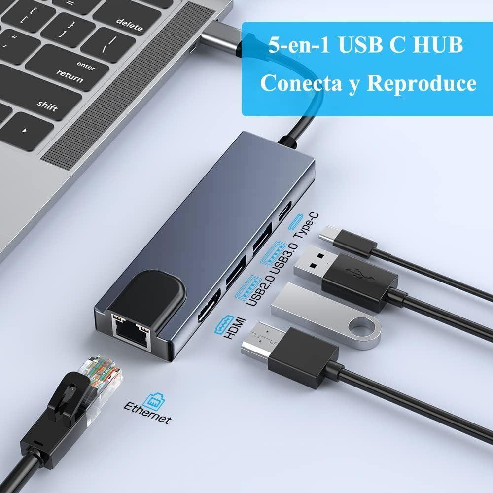 Hub Dock Adaptador Usb-c 5 En 1 Compatible Con Mac Y Pc-2