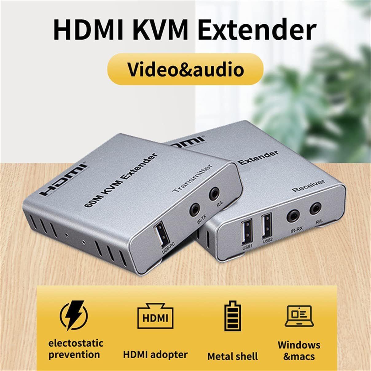 Extensor Extension Kvm Video Compatible Con Hdmi Rj45 60m-1