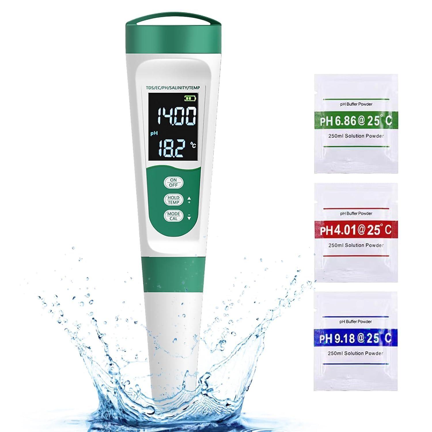 Medidor Calidad Agua 5 En 1 Tds Ec Ph Sal Temp Recargable-0