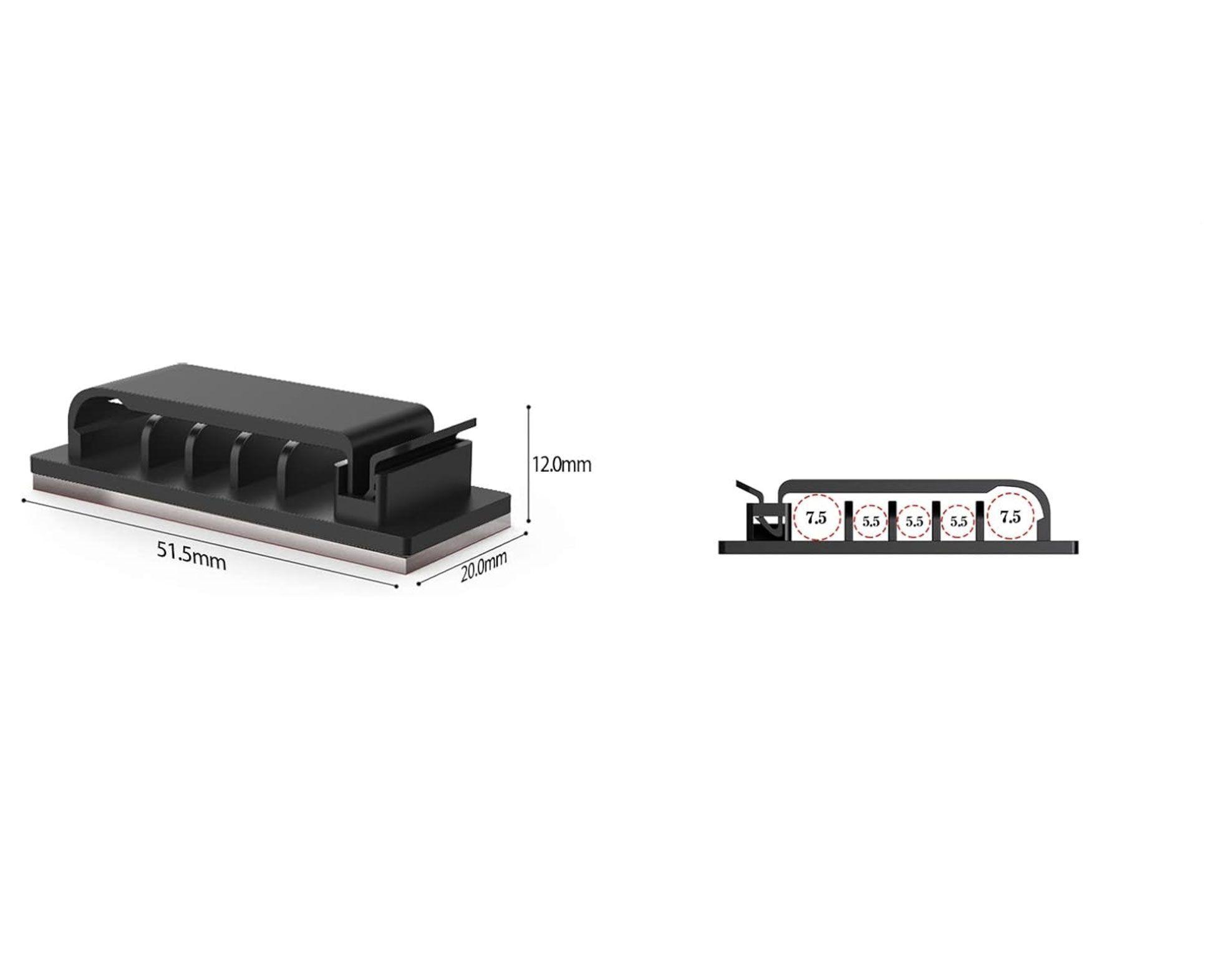 Organizador Cables 5 Canales Adhesivo 4pcs Pared Auto Escritorio-4