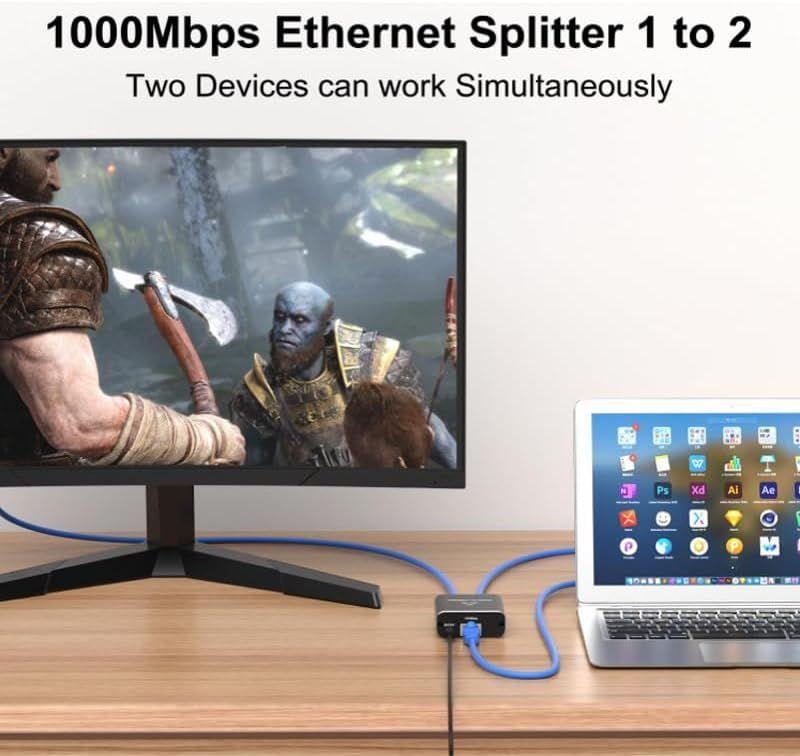 Hub Ethernet Splitter Divisor Gigabit 1000 Mbps Rj45 1x2-4