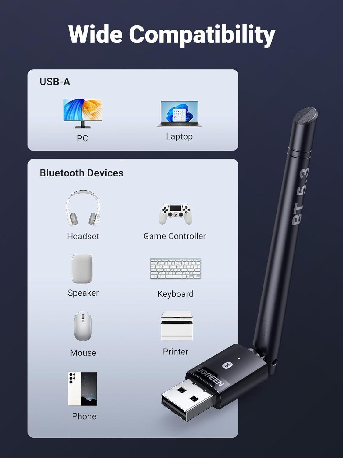 Adaptador Antena Bluetooth V 5.3 Usb Ugreen PC Notebook-1