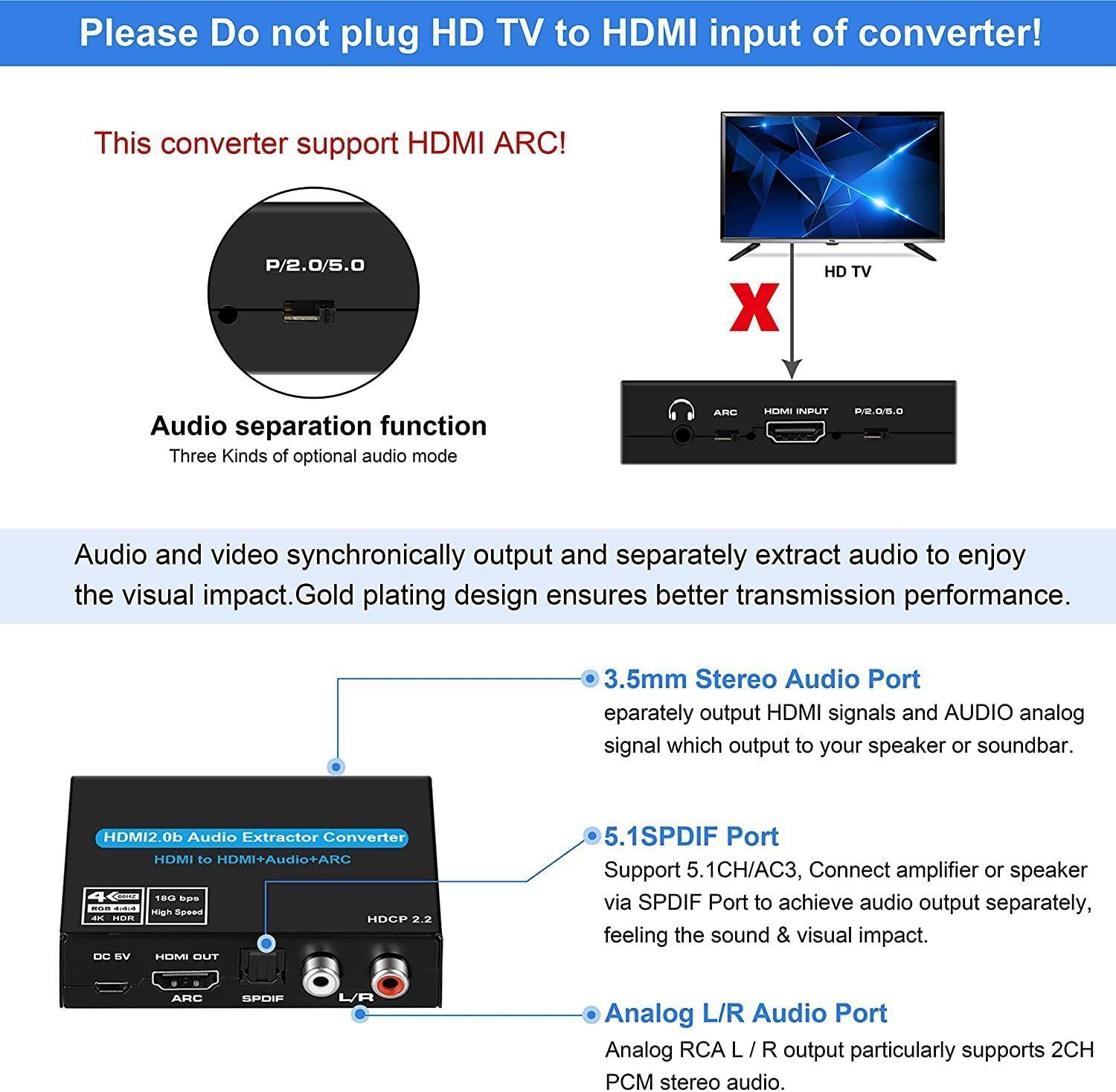 Extractor Adaptador Audio Hdmi Arc 4k 60hz A Optico Aux-3