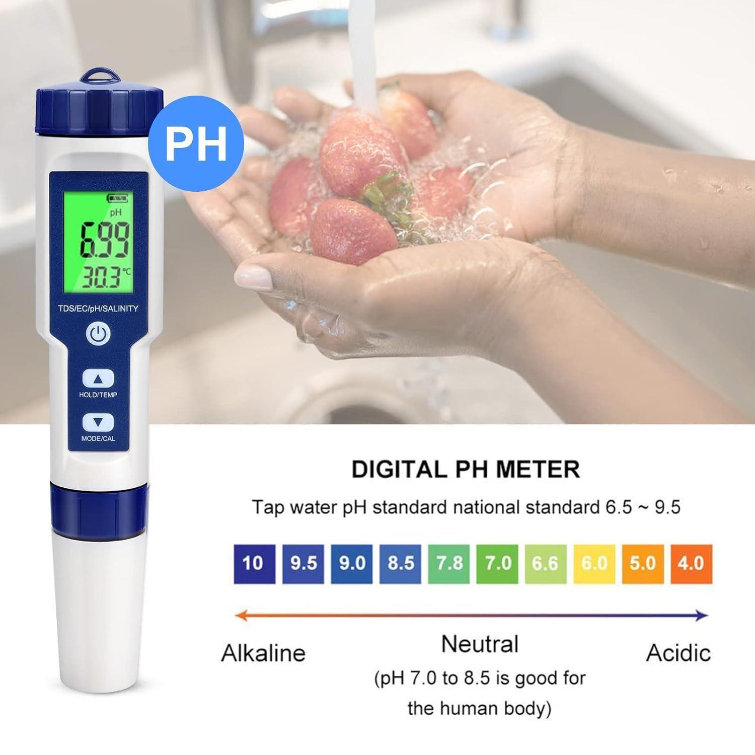 Medidor Multifuncion 5 En 1 pH TDS EC Salinidad Temperatura-3