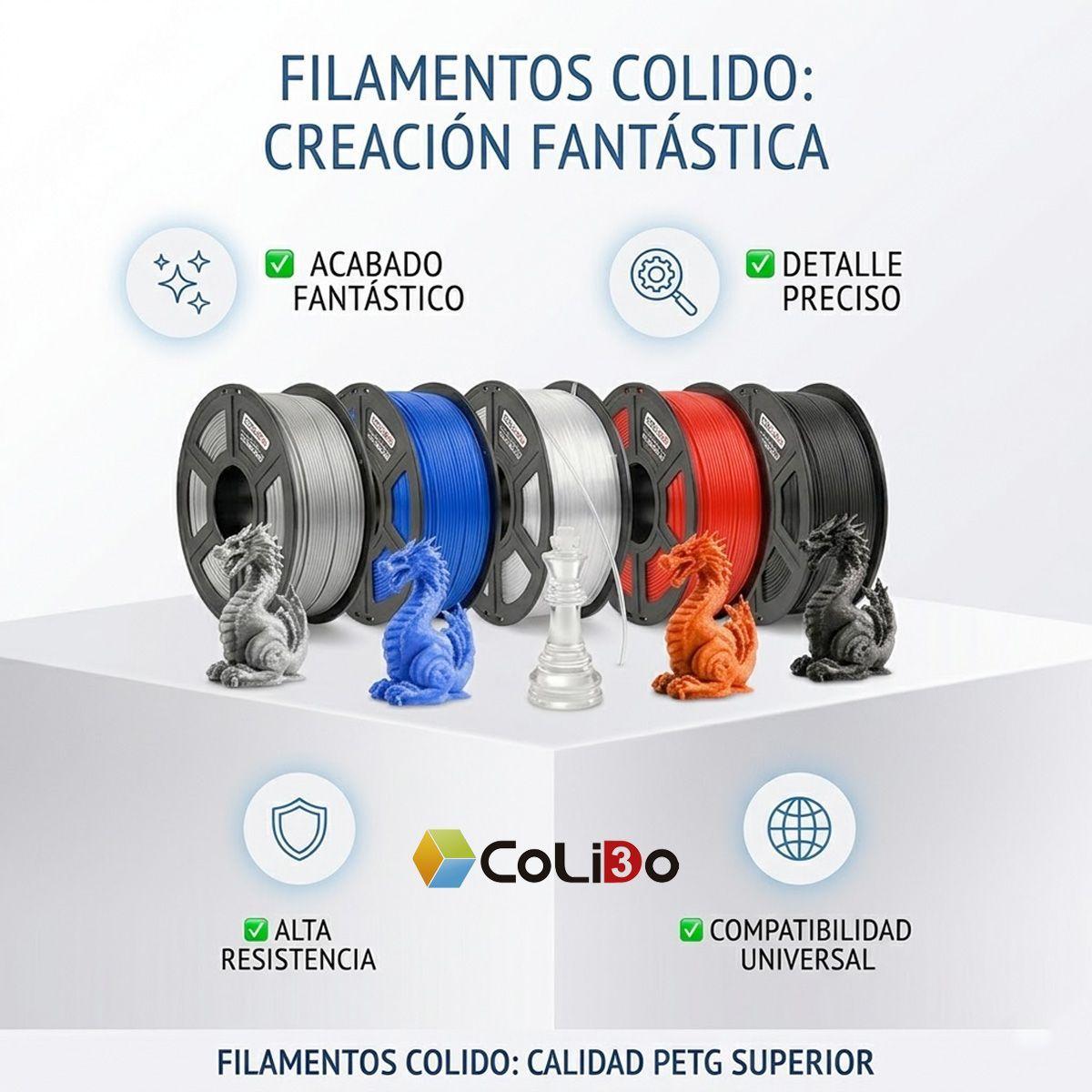 FILAMENTO PEGT COLOR VERDE 1 75MM 3D MARCA COLIDO-4