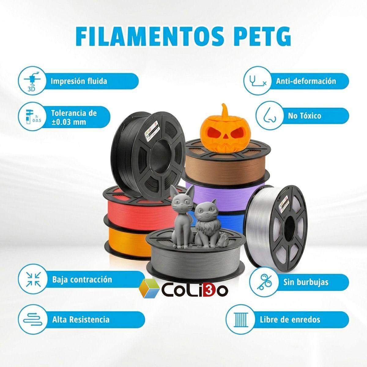 FILAMENTO PEGT COLOR VERDE 1 75MM 3D MARCA COLIDO-8
