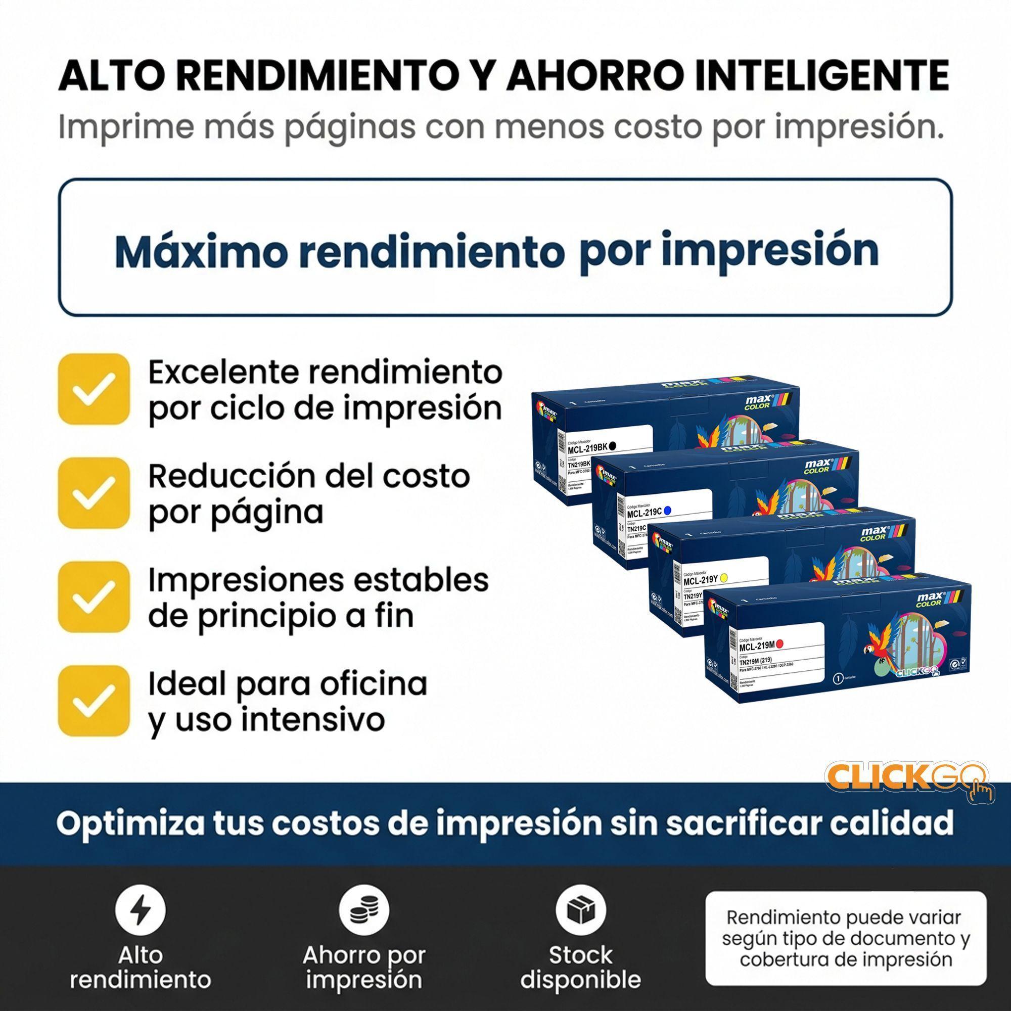 Pack Toner TN219 altenativos 4 Colores Compatible HL L3280CDW DCP L3560CDW-2